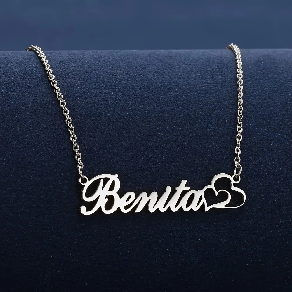 パーソナライズされたダブルハートカスタムネームネックレスステ - Name Necklace Custom のレビューと価格
