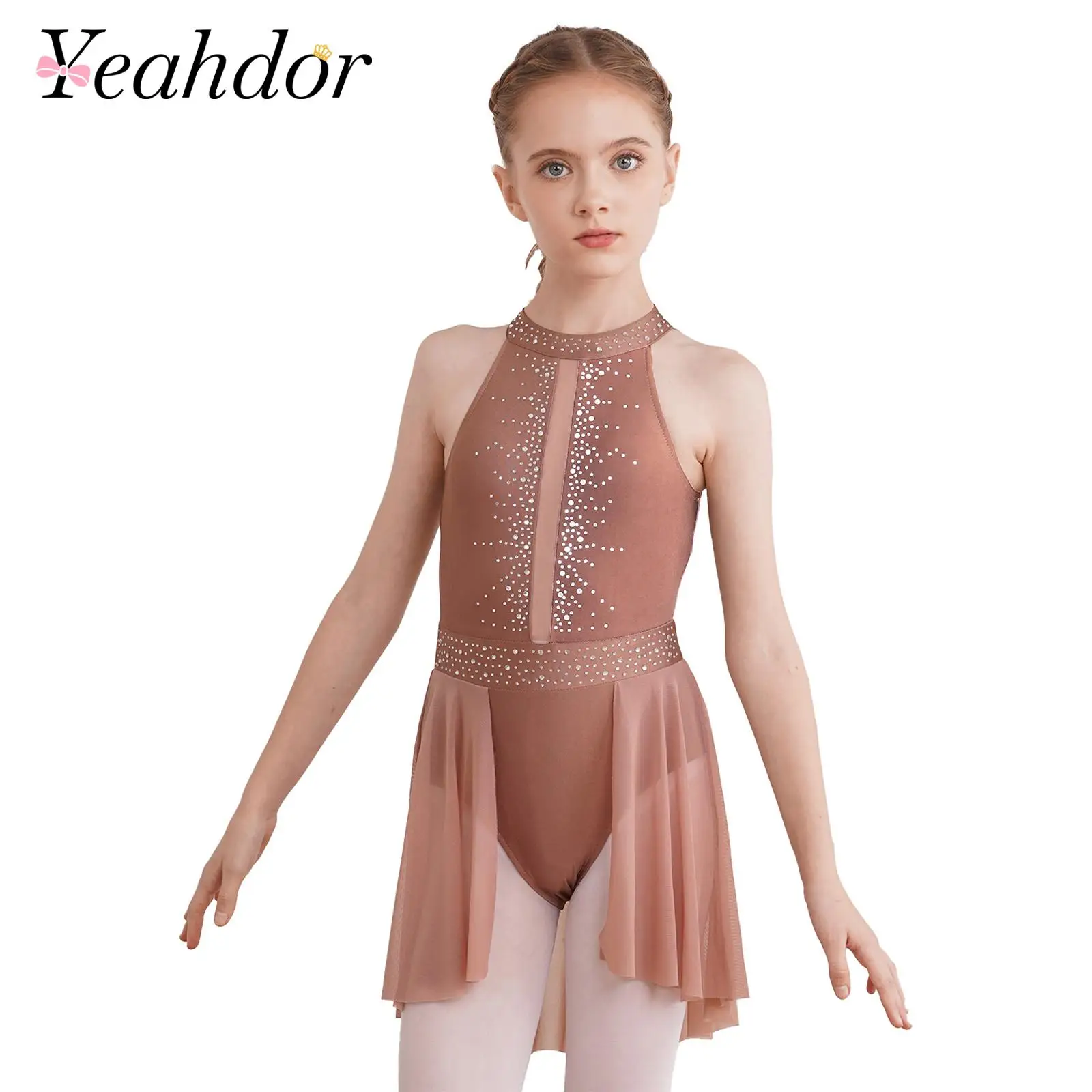 Traje de baile lírico para niños, leotardos de gimnasia y Ballet para niñas, vestido de patinaje artístico, Ropa de baile para actuación, vestidos de patinaje sobre hielo
