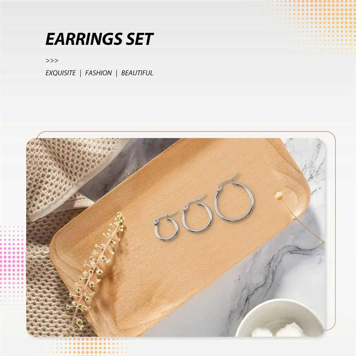 

New 3 Pairs 15mm 20mm 25mm Stainless Steel Hoop Huggies Earrings Set Woman Silver