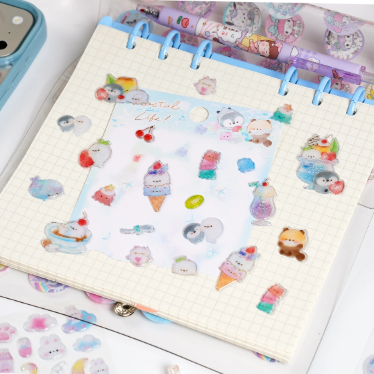 3 pcs Random Cute Candy Color Animals Flash Decor Stickers Scrapbooking Diy Journaling Cute Stationery Diary Sticker Gift Prizes