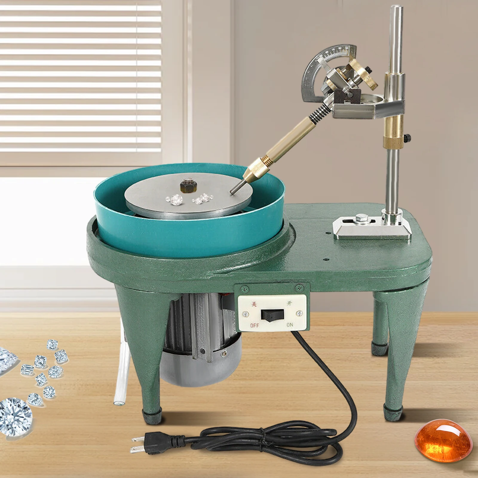 110V 180W Gem Faceting Machine, Gem Grinding Faceted Manipulator Jade Stone Angle Machine Jewelry Polisher Flat Grinder Tools