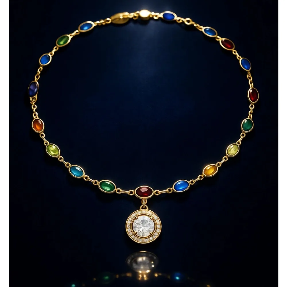

Овальное разноцветное хрустальное ожерелье с позолотой 18K для женщин, сделано в Бразилии