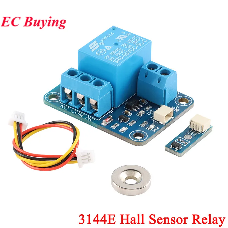 3144 3144E Hall Sensor Relay Magnetic Induction Control Door Switch Module 5-24VDC Relay Normally Open Closed 250VAC 30VDC 10A