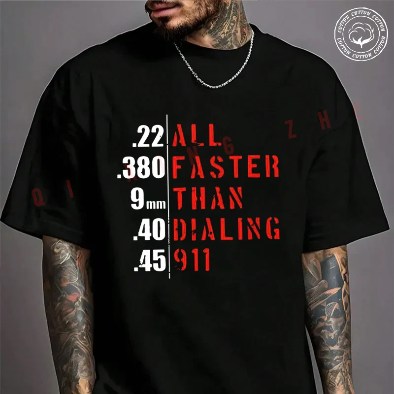 

Faster Than Dialing 911 Tactical Motorcycle Cotton T-shirt Summer Casual Short Sleeved Basic TShirt Round Neck Unisex Tops