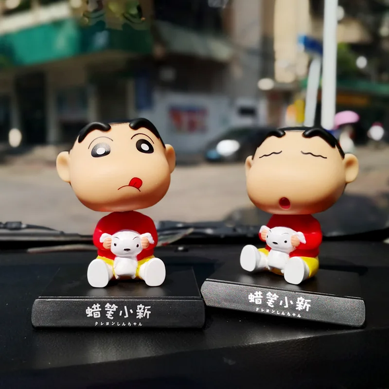 12cm New Crayon Shin-chan Car Shaking Head Auto Interior Kawaii Tabletop Decoration BobbleHead Model Toy Doll Kids Birthday Gift