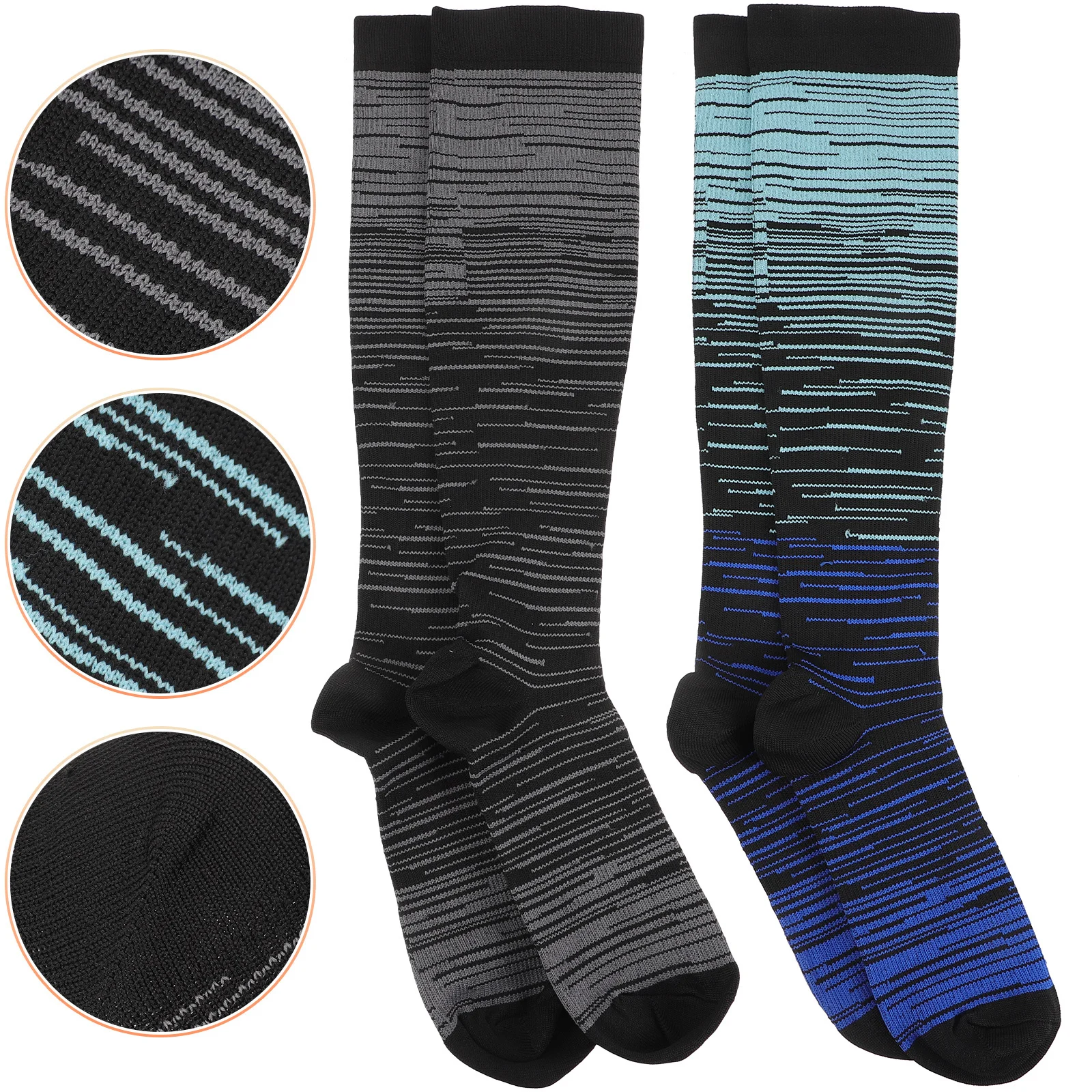 

2Pairs Compression Socks for Sports Unisex Calf Stocking Moisture Wicking Elastic Fit for Running Biking Walking Football
