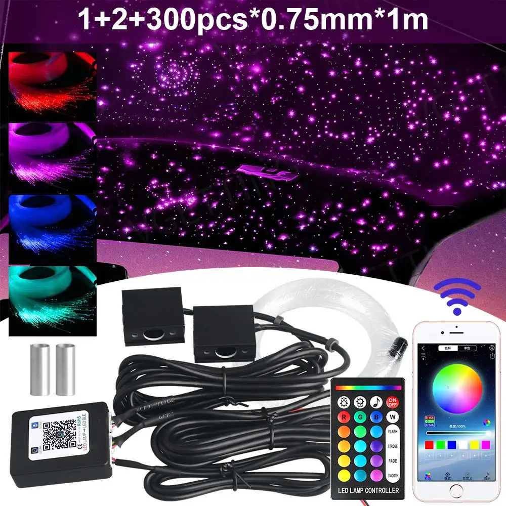 RGBW 1/2/4/6 split machine Car Roof Star Light APP Control Fiber Optic Star Ceiling Light Starry Sky sufit for Car Home