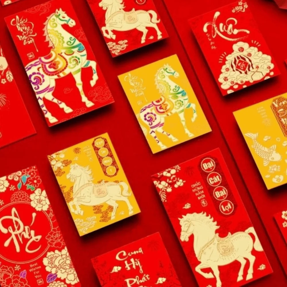 6pcs 2026 Horse Year Vietnamese Red Envelopes Traditional Blessing Spring Festival Hongbao Chinese Style Lucky Money Envelopes - Image 3