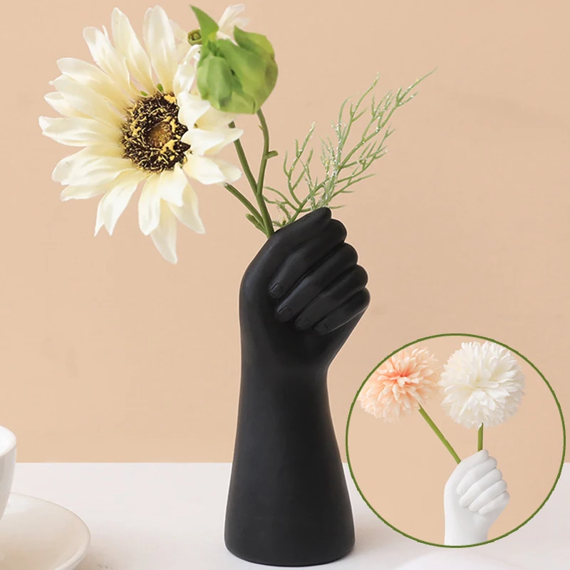 Nordic Creative Vase Home Decor Gesture Flowers Vase Flower Arrangement Dried Flower Art Home Living Room Decor Decorative Vases