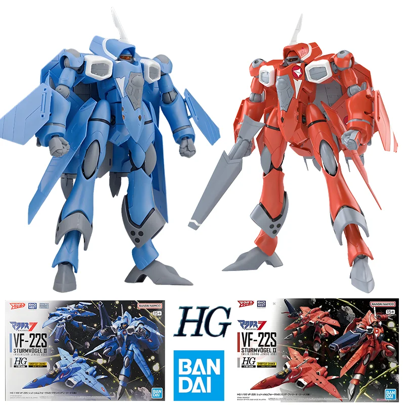 

Bandai Original GUNDAM HG The Super Dimension Fortress Macross VF-22S Anime Action Figure Assembly Model Toys Collectible Model