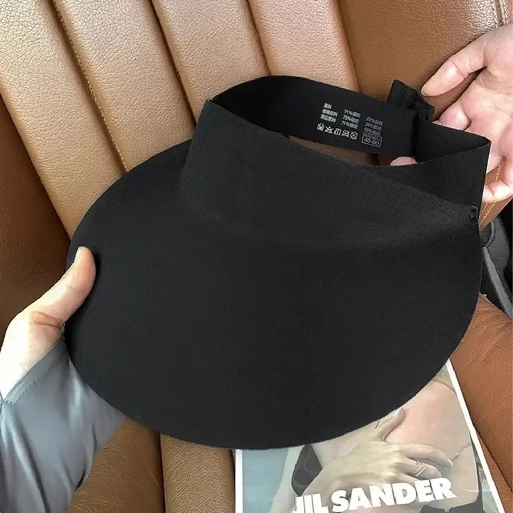 Simple Breathable Traceless Sun Hat Foldable Large Brim Women Sun Hat Empty Top Korean Style Seamless Visor Cap Summer