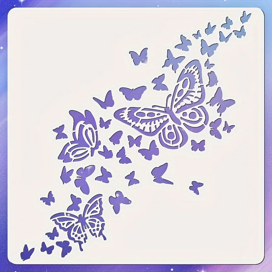 Butterfly Stencil 12x12 inch for DIY Painting, Wall, Furniture, Crafts, and Scrapbooking – Reusable Plastic Stencil