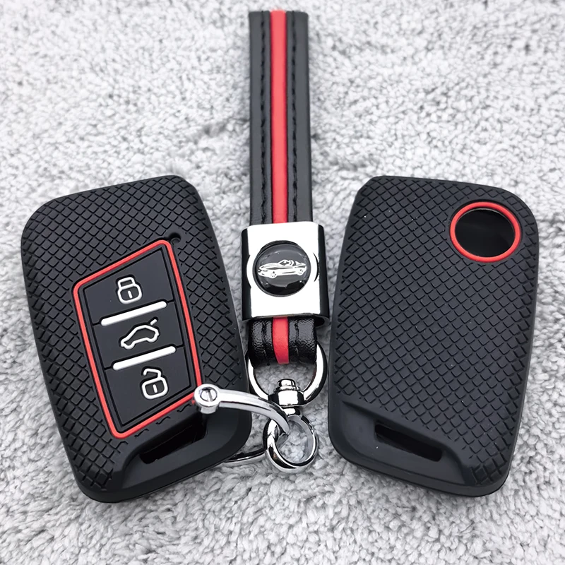 For VW Volkswagen Passat B8 Taos Polo Tiguan for Skoda Kodiaq Fabia Karoq Octavia Seat Ateca Silicone Car Key Case Cover Shell