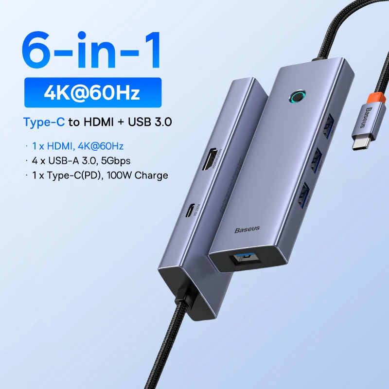 Baseus USB C HUB Dual HDMI 8K 4K Adapter 10-in-1 USB 3.2 10Gbps Splitter met RJ45 SD TF Type C PD 100W voor MacBook Pro Air HUB