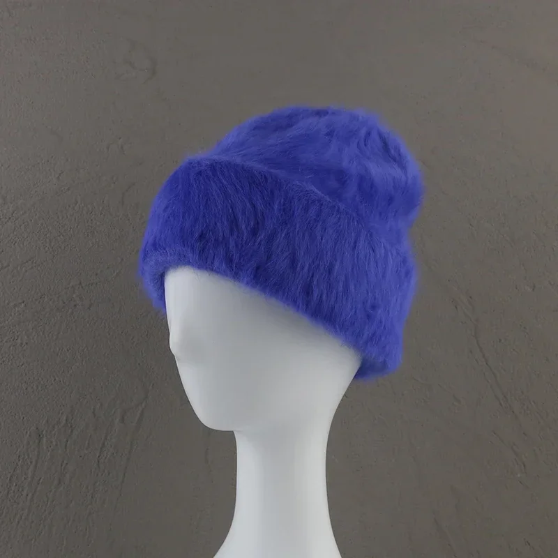 2024New Farben Weiche Kaninchen Fell Mützen Winter Hut für Frau Luxus Flauschigen Gestrickte Hut Motorhaube Dame Herbst Winter Warme Skullies kappe – Detail 18