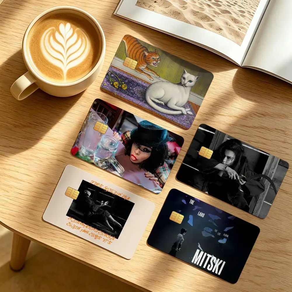 Singer Mitski Waterproof Anti-Scratch Card Skin Stickers 4Pcs Stylish Decor Covers for Credit & Debit Cards
