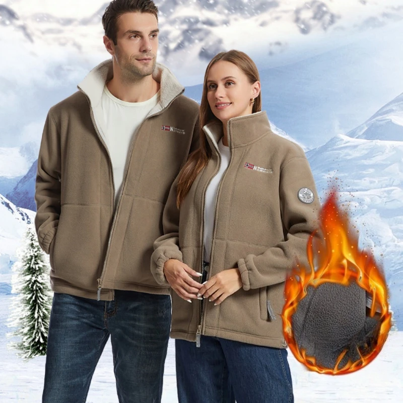 

Luxury High Quality Sweatshirts Men Women Warm Fleece Jackets Cold-resistant Fleece Jackets Autumn Winter Stand Collar Outerwear