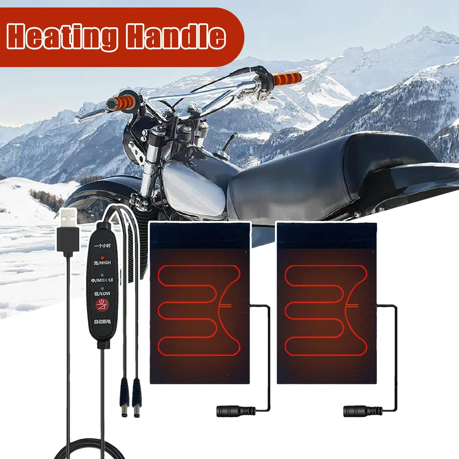 

Motorcycle Heated Handgrips 5V USB 3 Gear Warmer Electric Heated Grip Cover Winter Thermal Riding Protection Gear Accessories