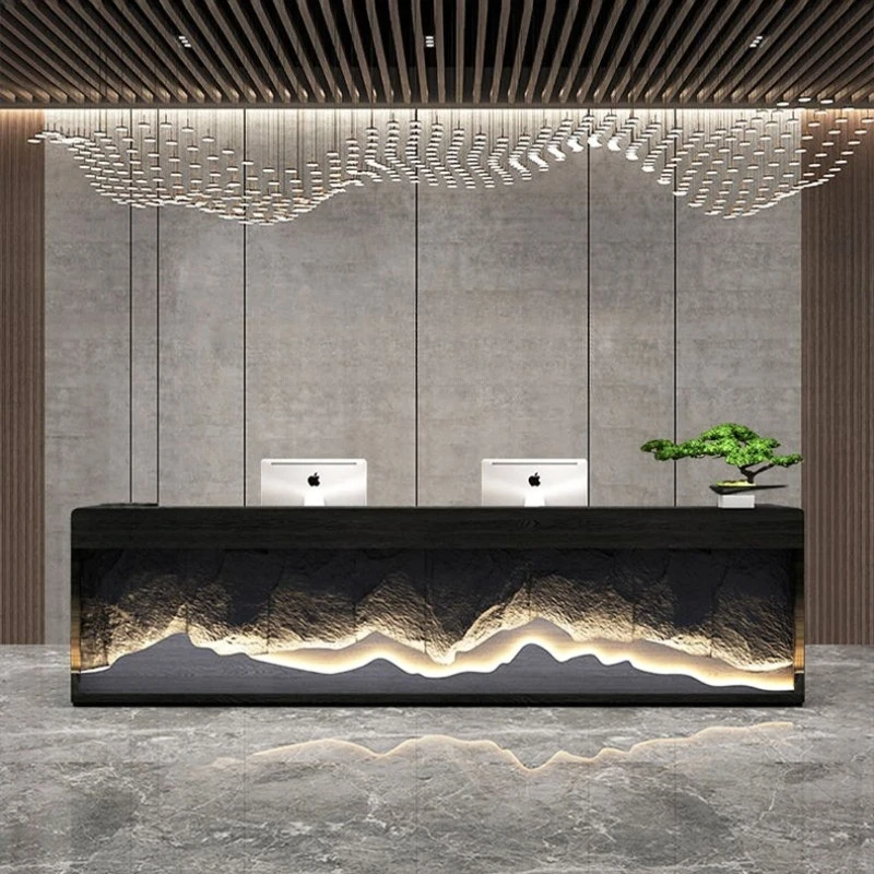 Retro art reception desk restaurant multifunctional yoga studio reception counter large recepciones para negocio furniture