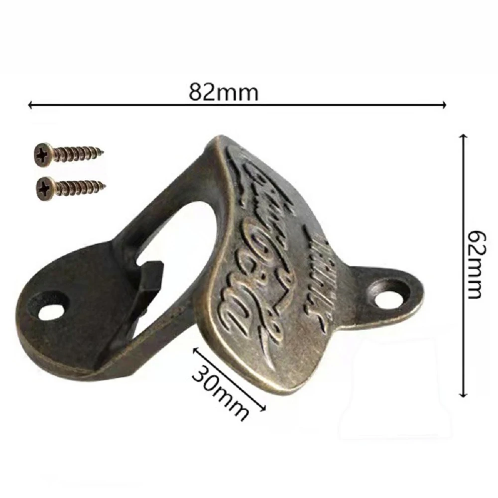 Zinc Alloy Bottle Opener Wall Mounted with Screws Vintage Retro Bronze Color Beer Opener Tool Accessories Bar Decoration Gadgets