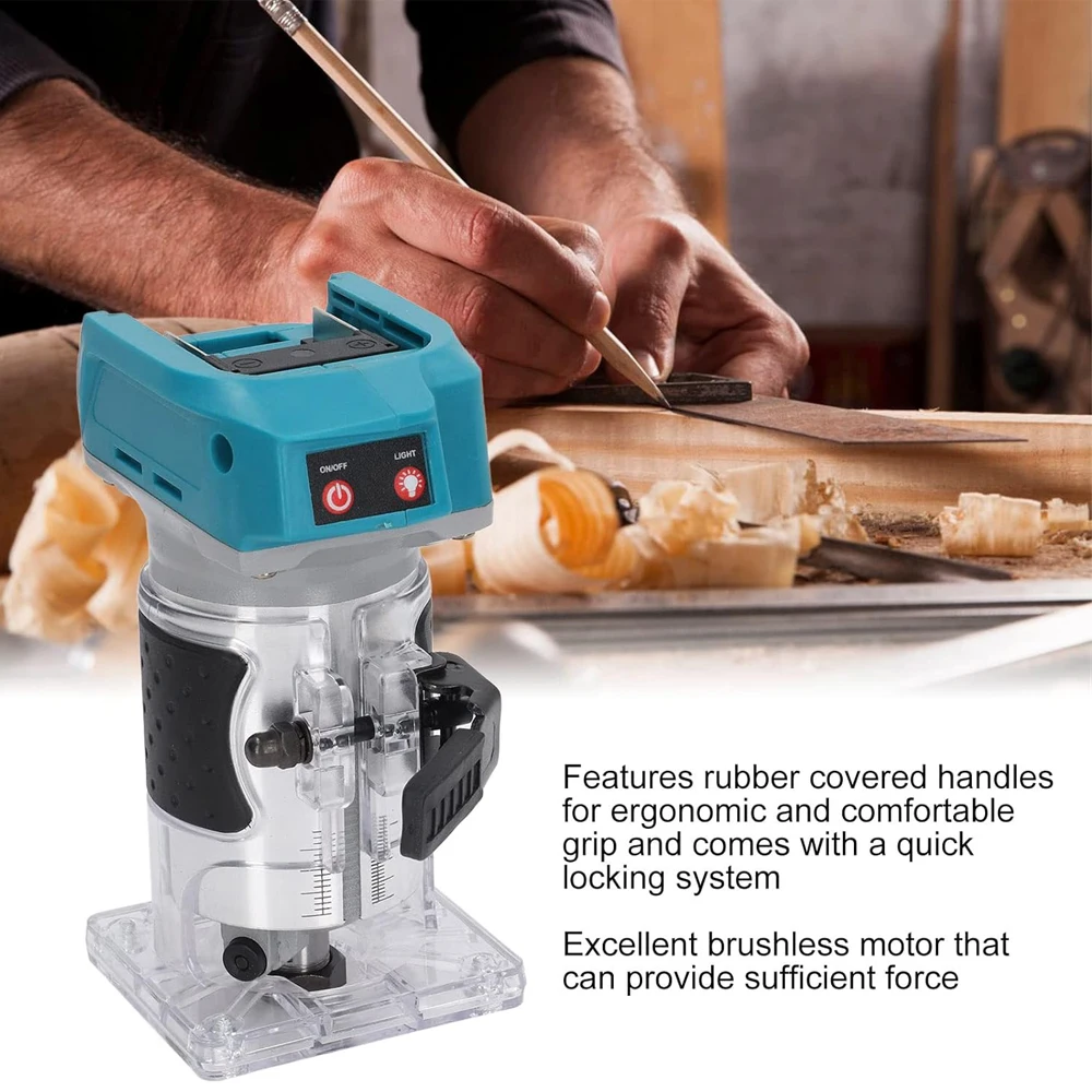 Woodworking Electric Trimmer Brushless Wood Router Wood Trimmer Machine Engraving Slotting Machine for Makita 18V Battery