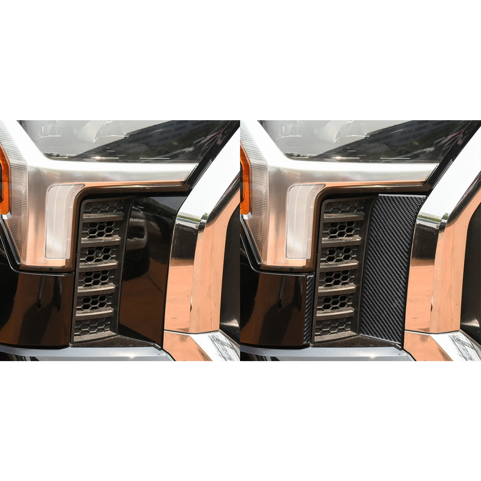 Car Accessories Carbon Fiber Headlight Sides Panel Interior Cover Trim Sticker Modification For Toyota Tundra Sequoia 2022+