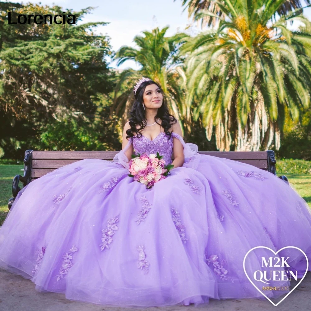 

Customized Lavender Lilac Quinceanera Dress Ball Gown Lace Applique Beaded Mexico Corset Sweet 16 Vestidos De 15 Años YQD970