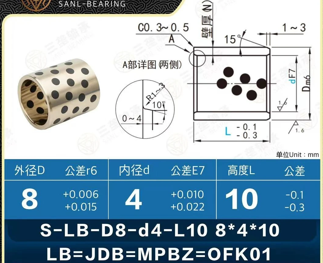 Mpbz4-23 inner diameter ofk01 gra copper sleeve spb oil-free bushing high strength brass self-lubricating bearing