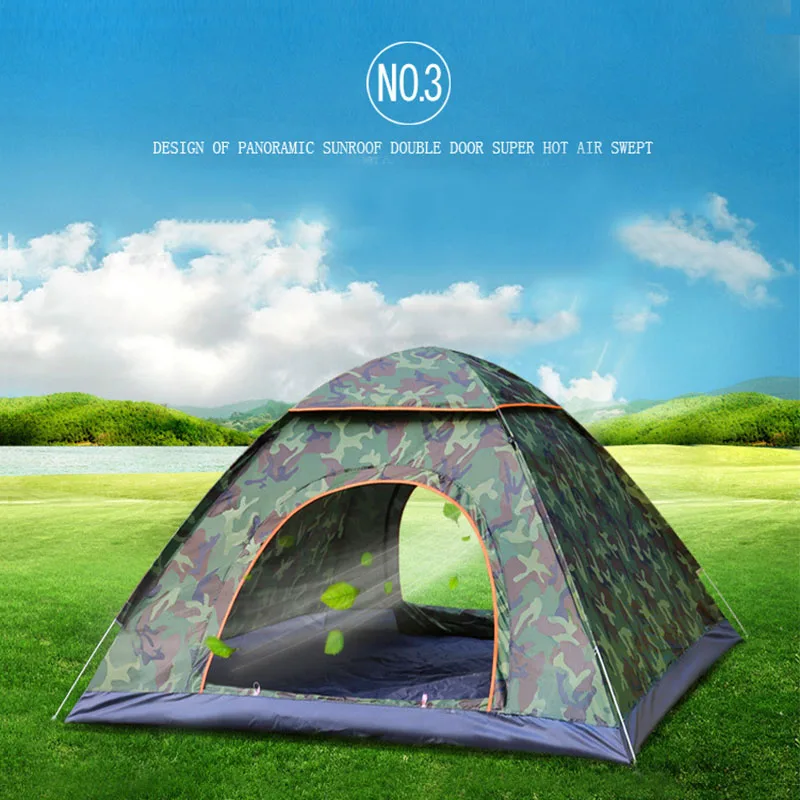 Outdoor 3-4 People Automatic Camping Folding Tent Beach Waterproof Speed Open Camping Equipment  Portable with Carry Bag