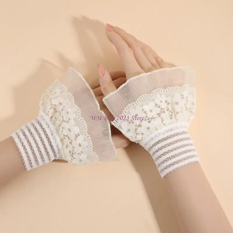 49ME Lacy Wrist Cuffs For Nails Photography Lace Design Breathable Fabric