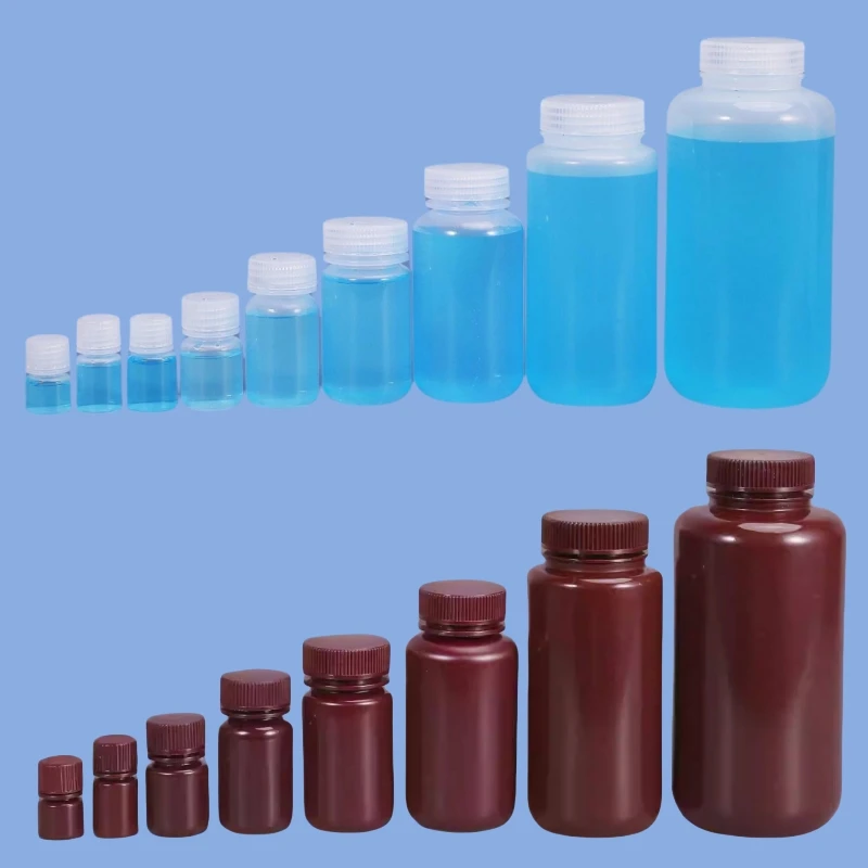 5/10/15/30/60/125/500/1000ML Plastic Storage Bottle for Chemical Liquid Vial Reagent Lab Supply Empty Wide Mouth Plastic Bottles