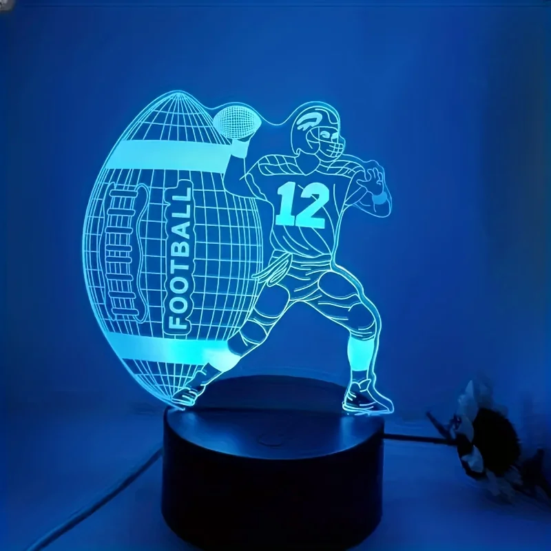 Futebol Night Light com controle remoto e cabo USB, 3D LED Slide, Luz Variável, Natal, Presente Fan Aniversário, 16 cores