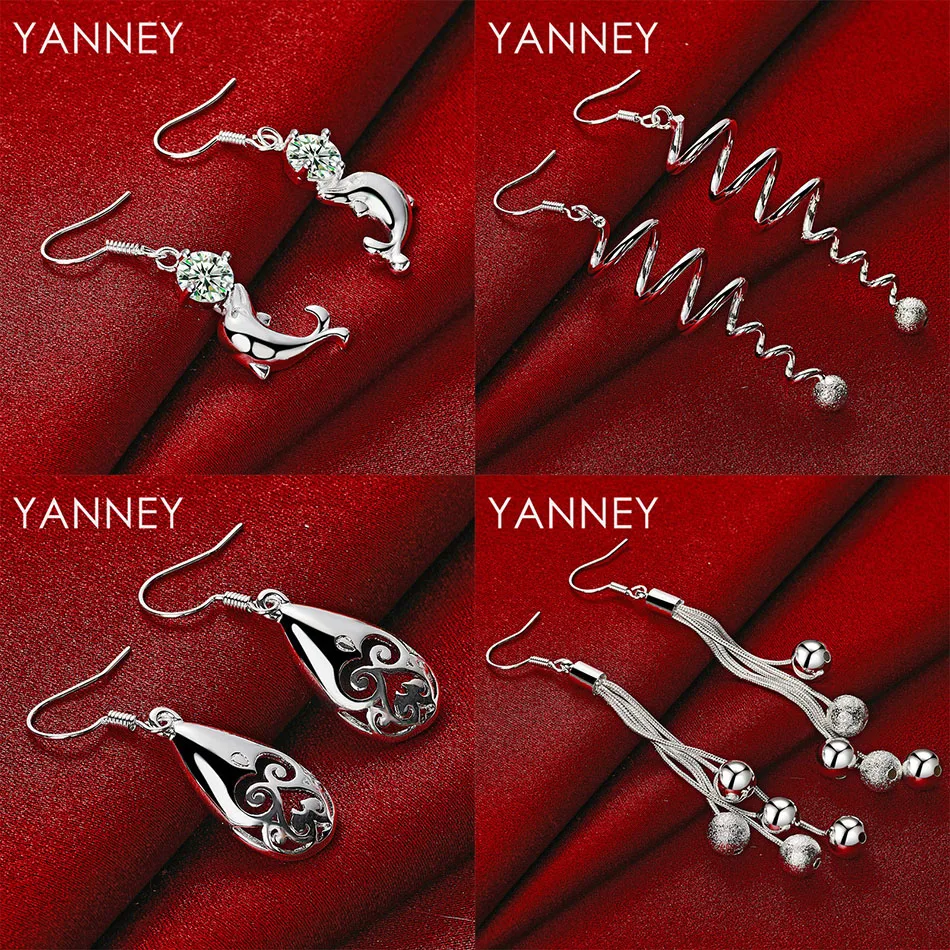 

New 925 Sterling Silver Delicate Round Bead Dolphin Earrings Women Gift Jewelry Accessories Wedding Party