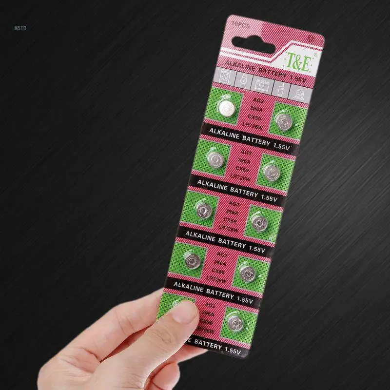 10Pcs/card AG2 For Watch Remote LR726 Cell Coin Alkaline Battery 1.55V Dropship