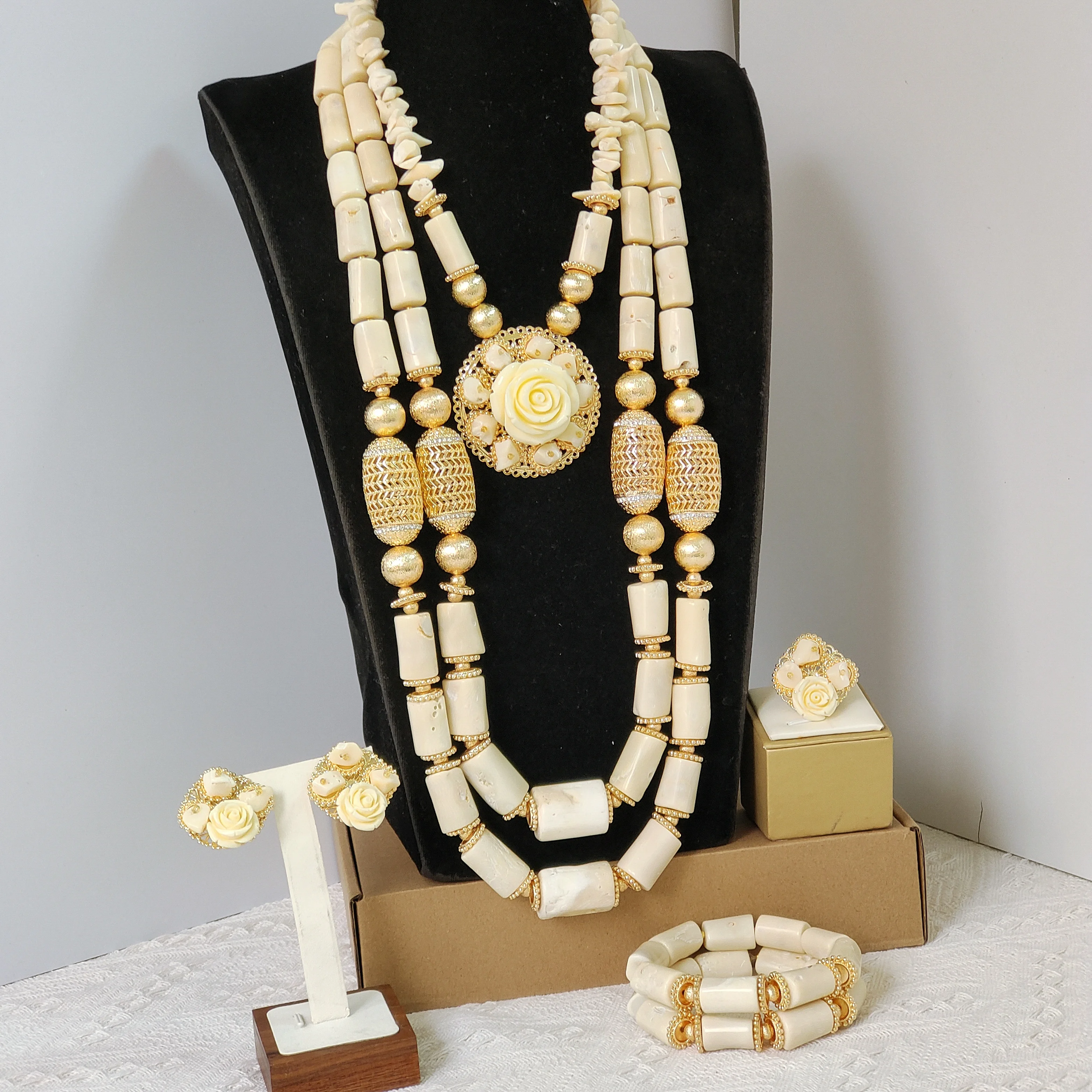 

natural white coral beads jewelry set nigerian wedding jewelry