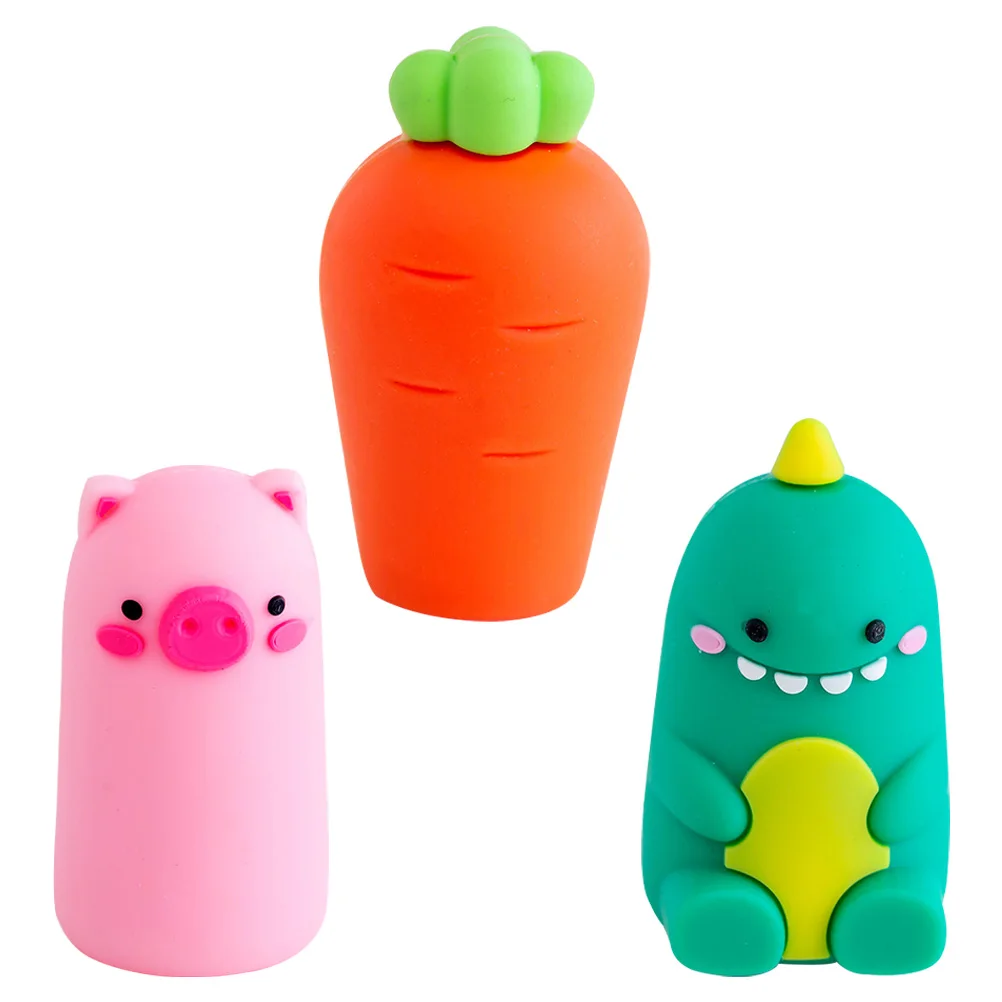 3PCS Cartoon Animal Pencil Sharpener Cute Manual Student School Supplies Wear Resistant Mini Desk Accessories for Kids