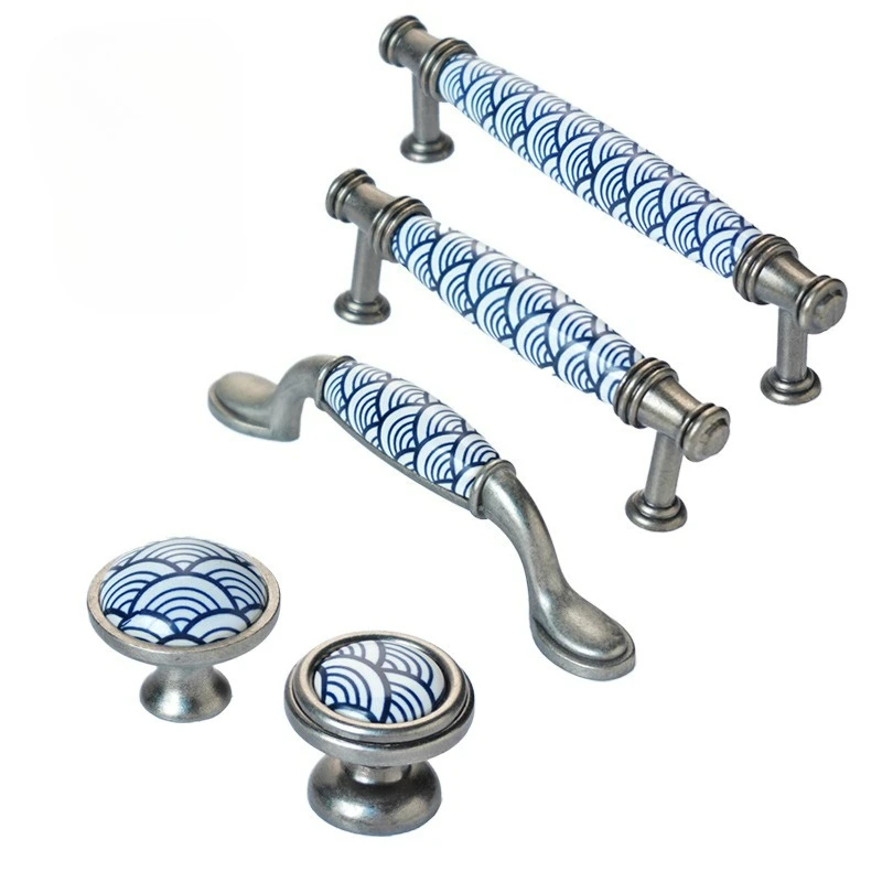 Japanese Style Ceramic Handle Cabinet Wardrobe Bedside TV Drawer Cabinet Door Handle Vanity Carp Shaped Handle