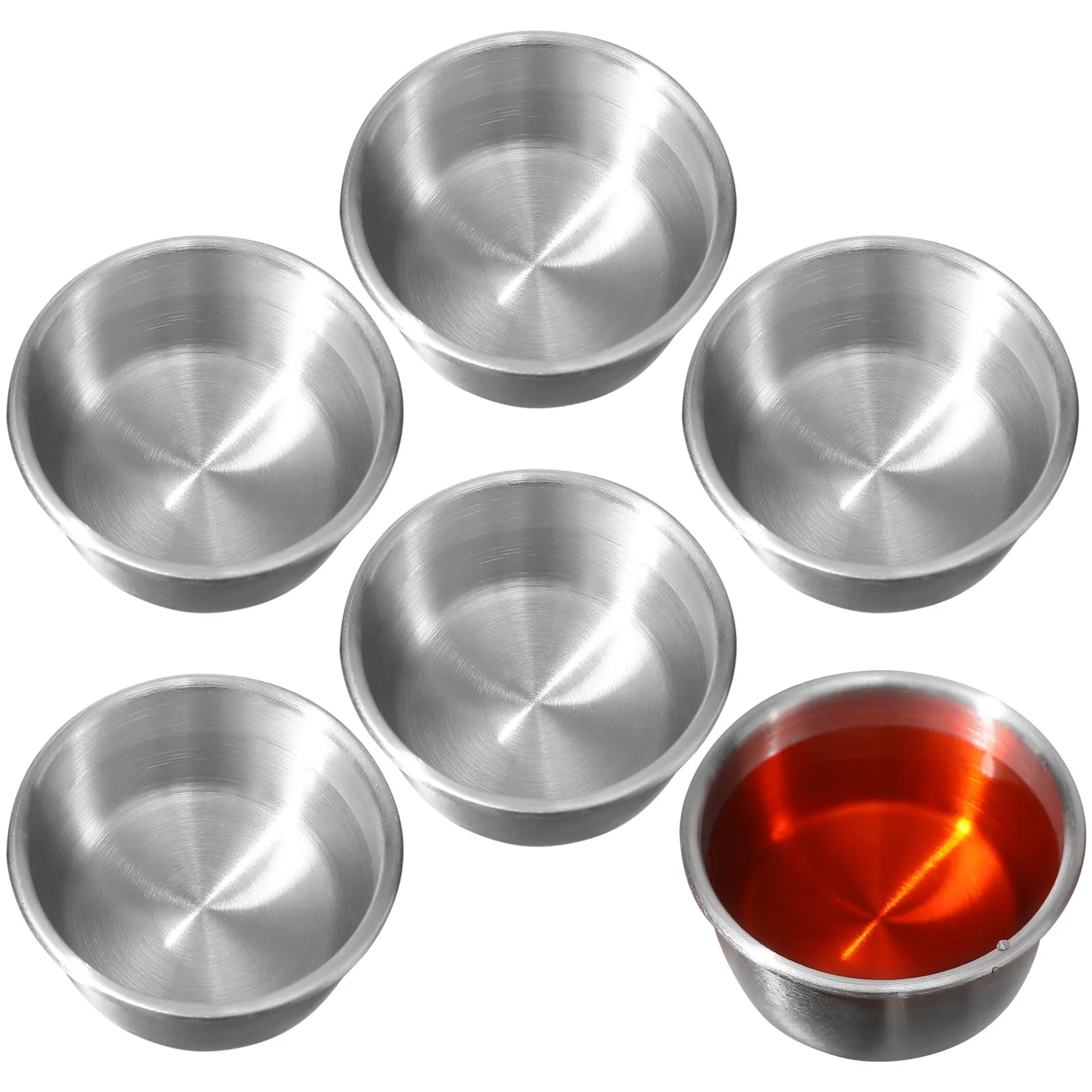 6Pcs Stainless Steel Sauce Containers Anti Scratch Drop Resistant Reusable Dipping Bowls for Tartar Cocktail Butter Ketchup Mayo
