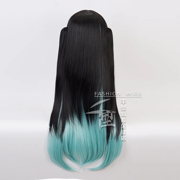 วิกผมคอสเพลย์โทคิโตะ มุอิจิโร่ สำหรับผู้หญิงและผู้ชาย สีดำไล่ระดับสีน้ำเงิน ผมยาว วิกผมอนิเมะญี่ปุ่นสำหรับการแสดงบนเวที อุปกรณ์เสริมสำหรับชุดคอสเพลย์