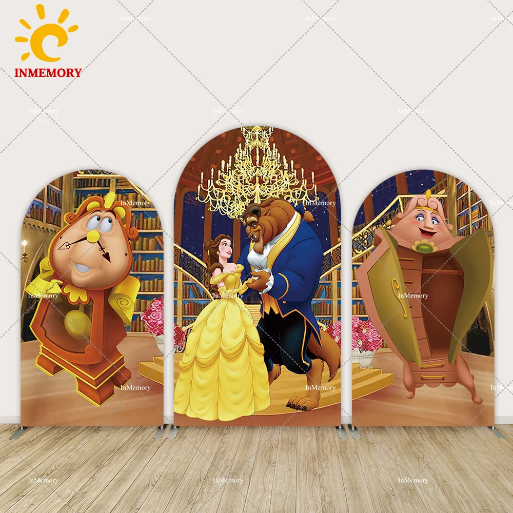 Cartoon Beauty and Beast Chiara Wall Background Palace Princess Girl Arch Cover Backdrop Doubleside Prints Banner