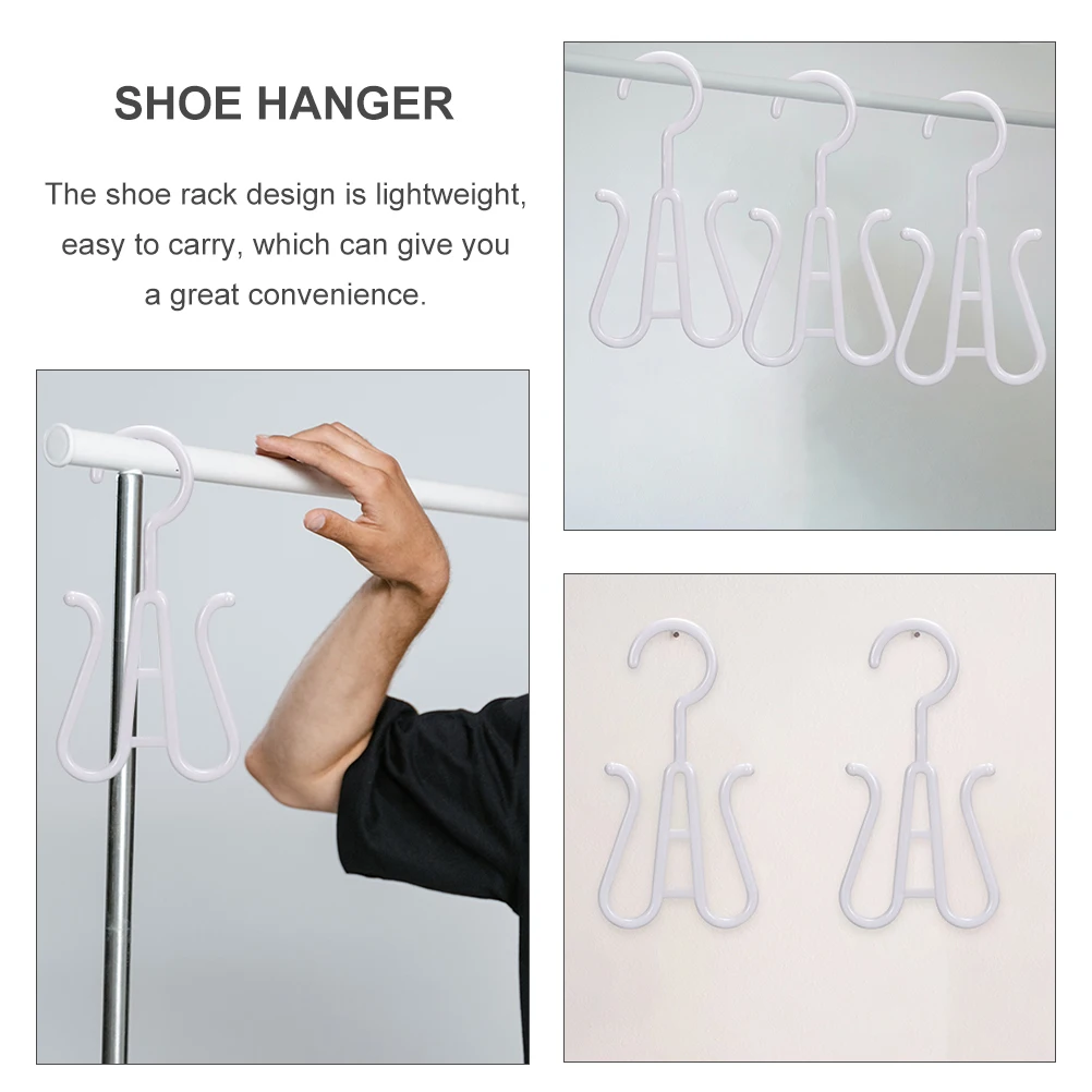 

10 Pcs Shoe Holder Storage Hook Hanger Double Hooks Rack Organizer Slipper White for Drying Shoes