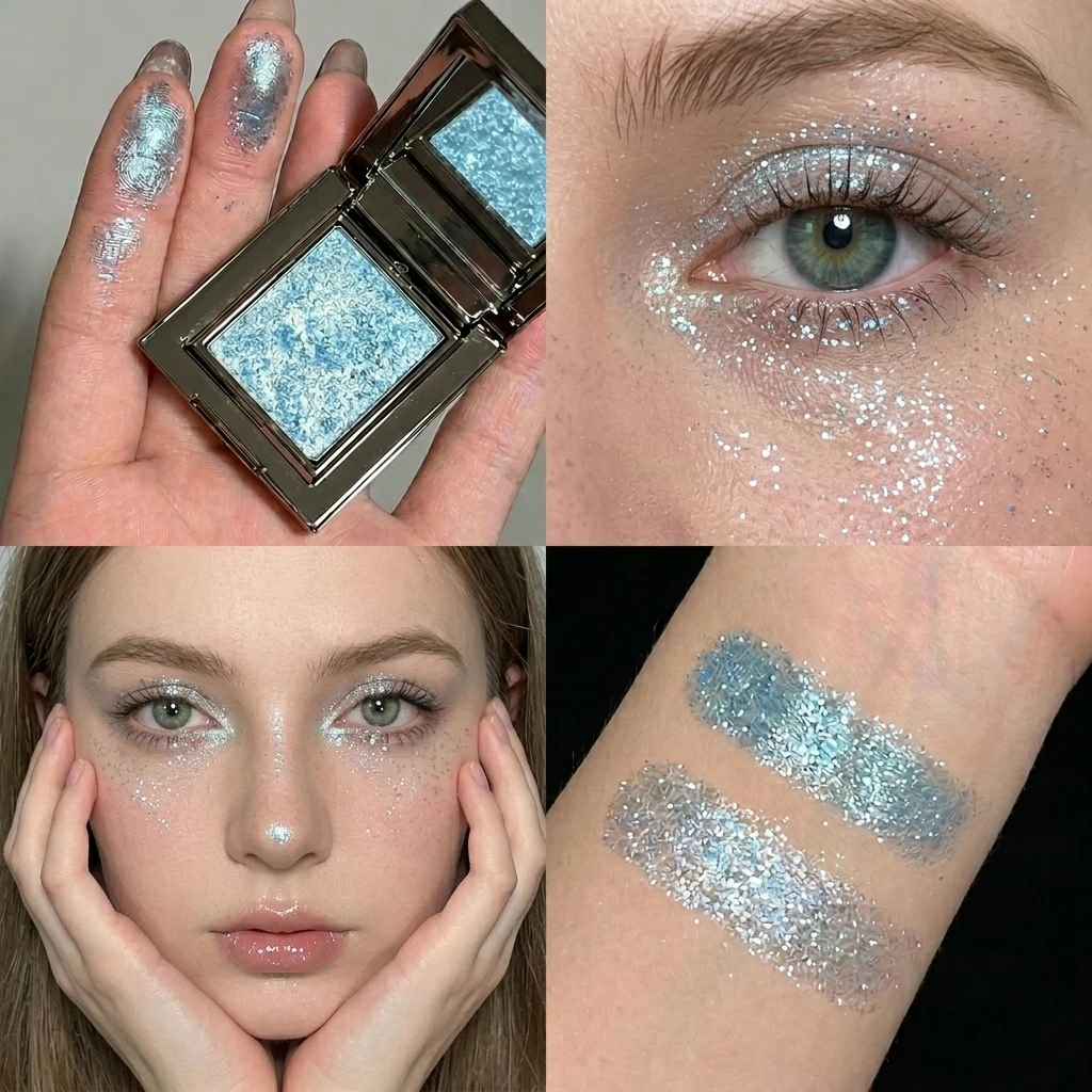 Metallic Glitter Pearlescent Eyeshadow Cream Chameleon Sparkling Mashed Potato EyeShadow Shimmer Brightening Highlighter