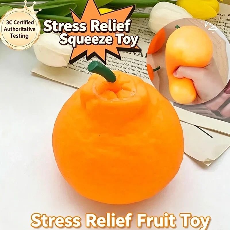 WW-Soft Peach & Ugly Tangerine Squeeze Squishy Toy Fidget Sensory Stress Relief Decompression Toys For Kids Adults