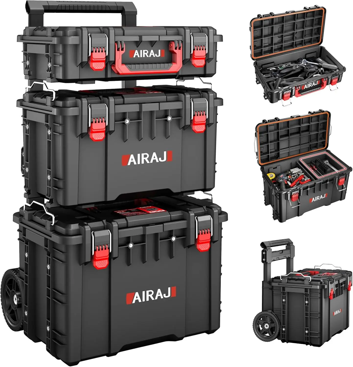 

Rolling Tool Box with Wheels Heavy Duty,Modular Stackable Tool Box Organizer,Waterproof Toolbox for