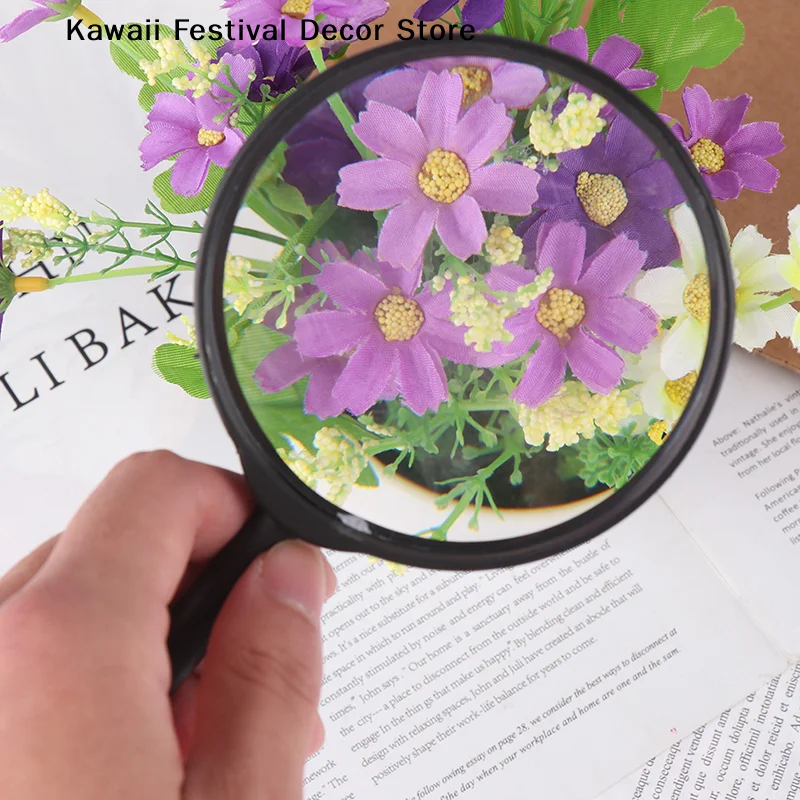 【K】1pc Professional Lightweight 90mm Handheld Magnifier 5X Reading  Newspaper Magnifying Glass Jewelry Plastic Magnifying Glass