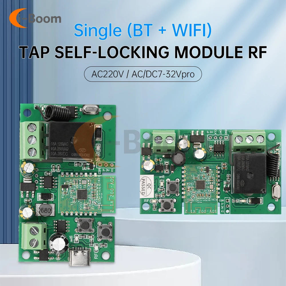 Smart Switch WiFi Bluetooth Relais Schalter Modul 433Mhz RF Fernbedienung Schalter AC220V AC/DC 7 ~ 32V Typ-C 5V Für eWeLink APP