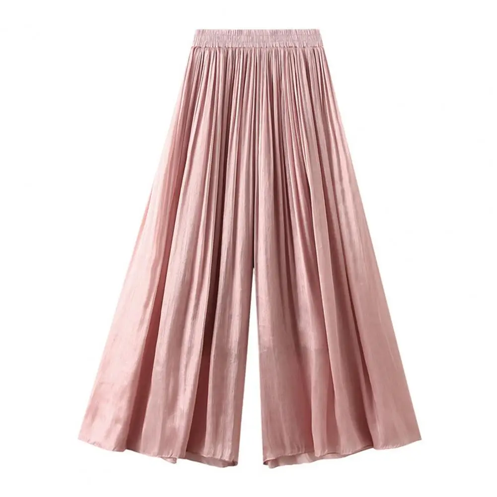 

Wide Leg Skirt Pants Women Wide Leg Pants Elegant Women's Pleated Pants Wide Leg Skirt Trousers with Elastic Waist for Summer