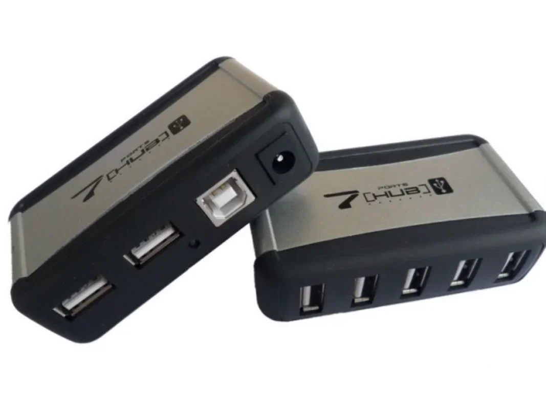 7 портов, вертикальный концентратор USB 2.0, мульти-сплиттер с адаптером питания для ПК, компьютерные аксессуары, вилка европейского/американского стандарта, 480 Мбит/с