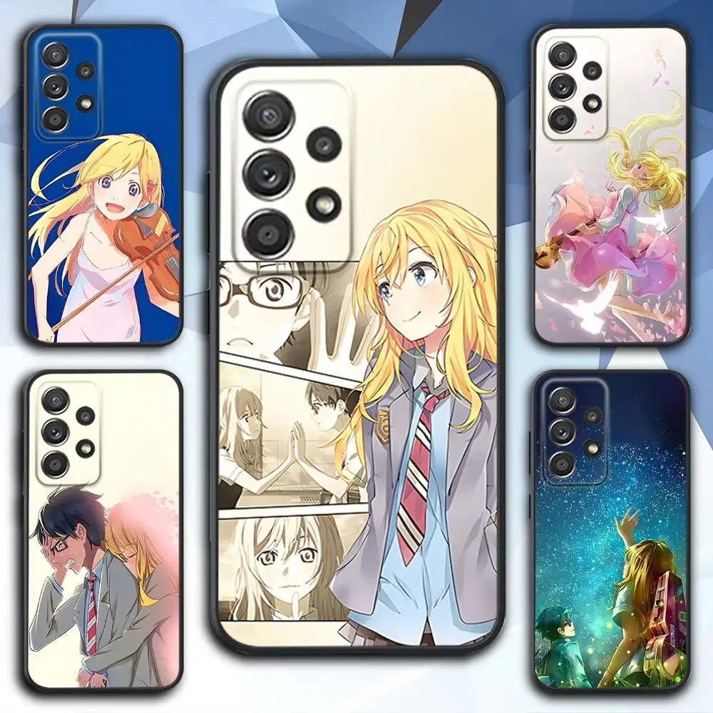 حافظة هاتف L-Lie in Comic A-April لهاتف Samsung S 25,24,23,22,30,21,10,9,Ultra,Plus,Lite,FE,4,5G حافظة سوداء ناعمة
