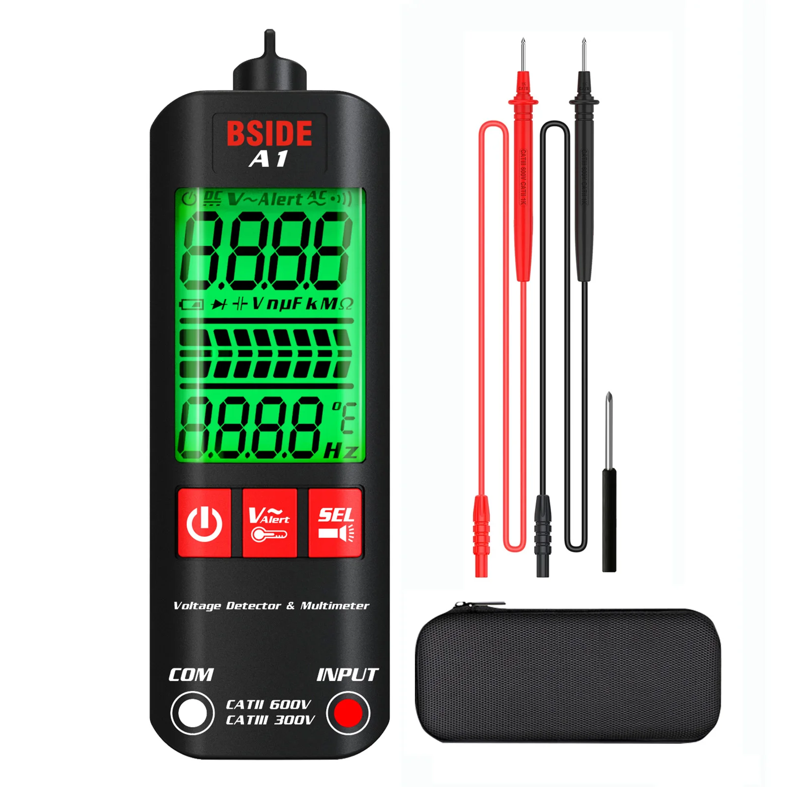 BSIDE A1 Digital Multimeter Smart Voltage Tester DC/AC Voltage Frequency Resistance NCV Continuity Live Wire Neutral Wire Check